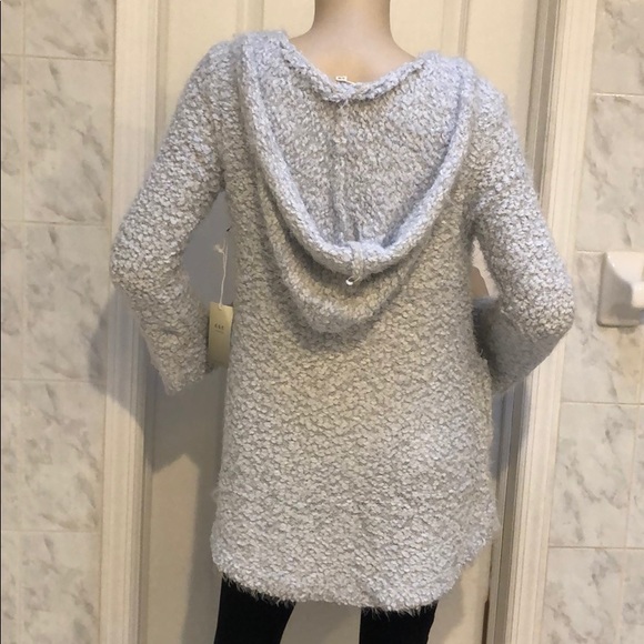 FUZZY GREY CARDIGAN SWEATER - Picture 4 of 8